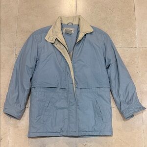 Vintage L.L. Bean Barn Style Cream and Blue Women's Parka Jacket